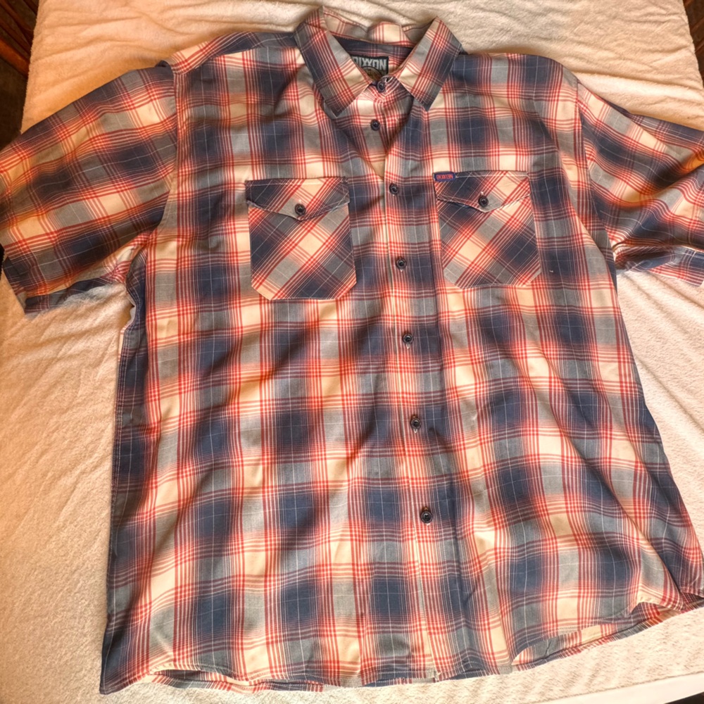 DIXXON Men's Blue and Red Plaid Shirt